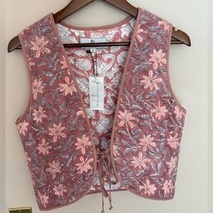 The Fox and the Mermaid Pink Floral Reversible Quilted Vest